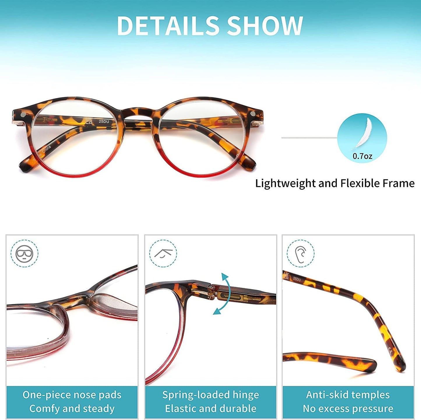 Reading Glasses for Women - Blue Light Blocking Ladies Spring Hinge Readers with Pouches anti Eyestrain/Glare Women'S Computer Eyeglasses (4 Pairs Mix Color, 1.75)