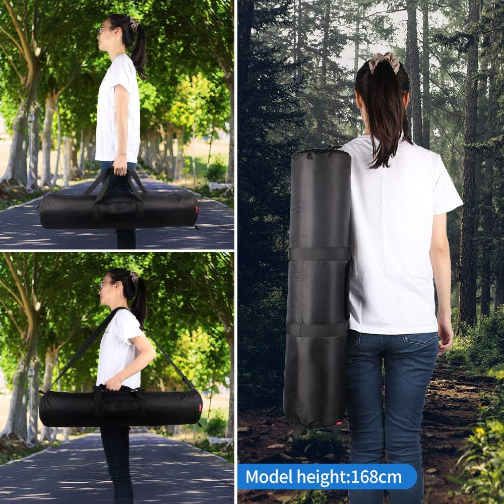 Tripod Case, 31.5X7 in Heavy Duty Tripod Bag with Shoulder Strap and Handle, All Sides Thick Padded Carrying Case with Two Zippered Pockets for Speaker Stand, Monopod - R08018 Black